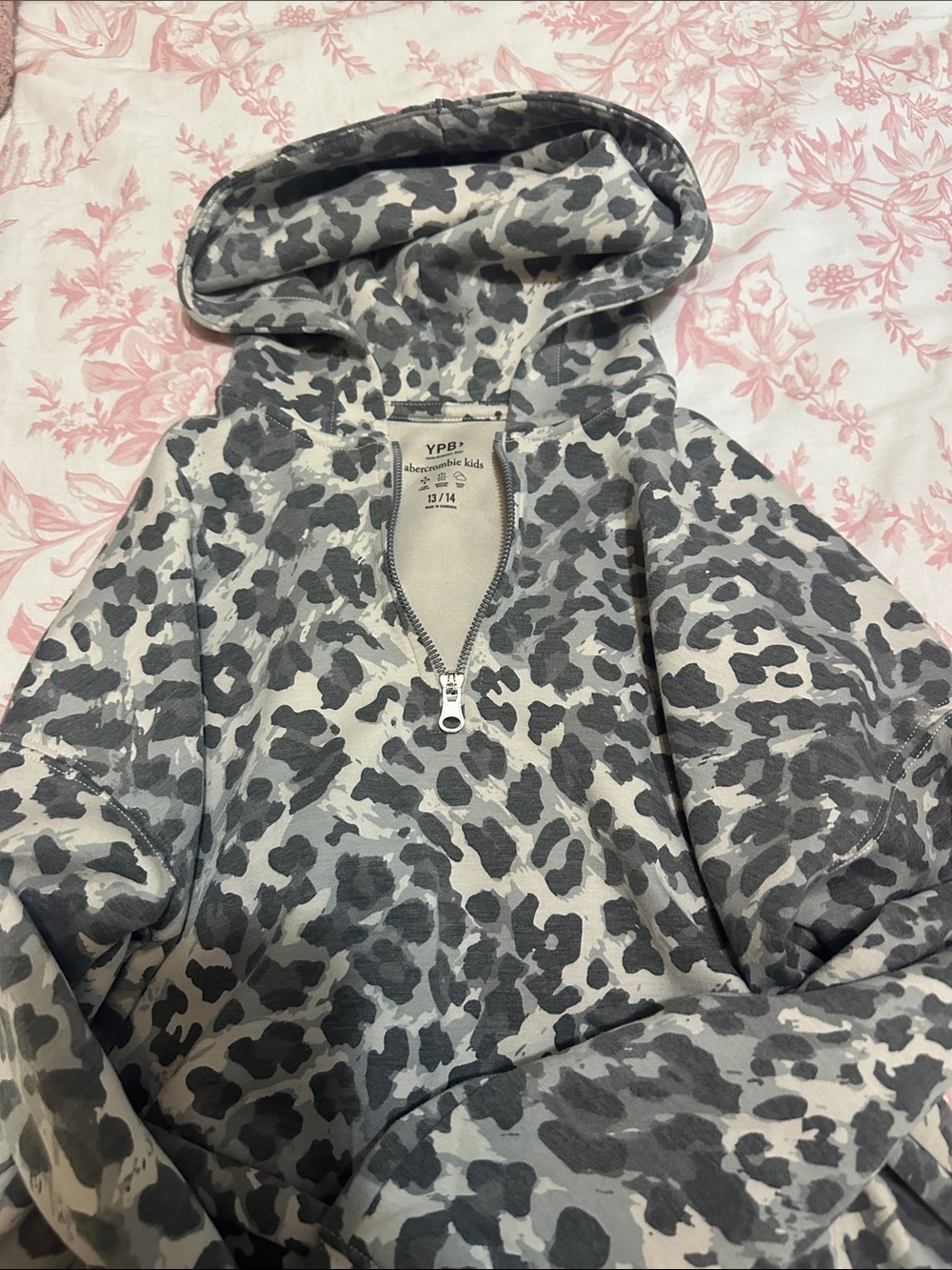 abercrombie kids Gray and Charcoal Leopard Hooded Pullover